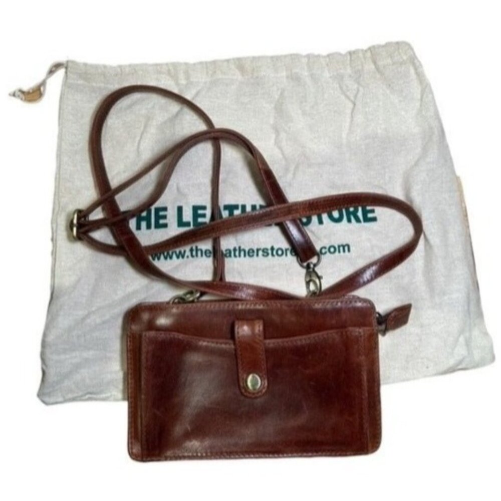 The Leather Store Eden Handmade Smartphone Crossbody Bag Shoulder Sling Purse - Picture 7 of 16